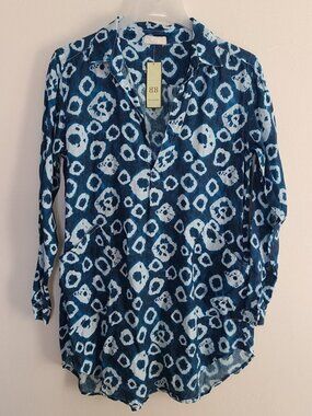 NWT CP Shades Womens Teton Tunic Blue Top Cover-up Size XS